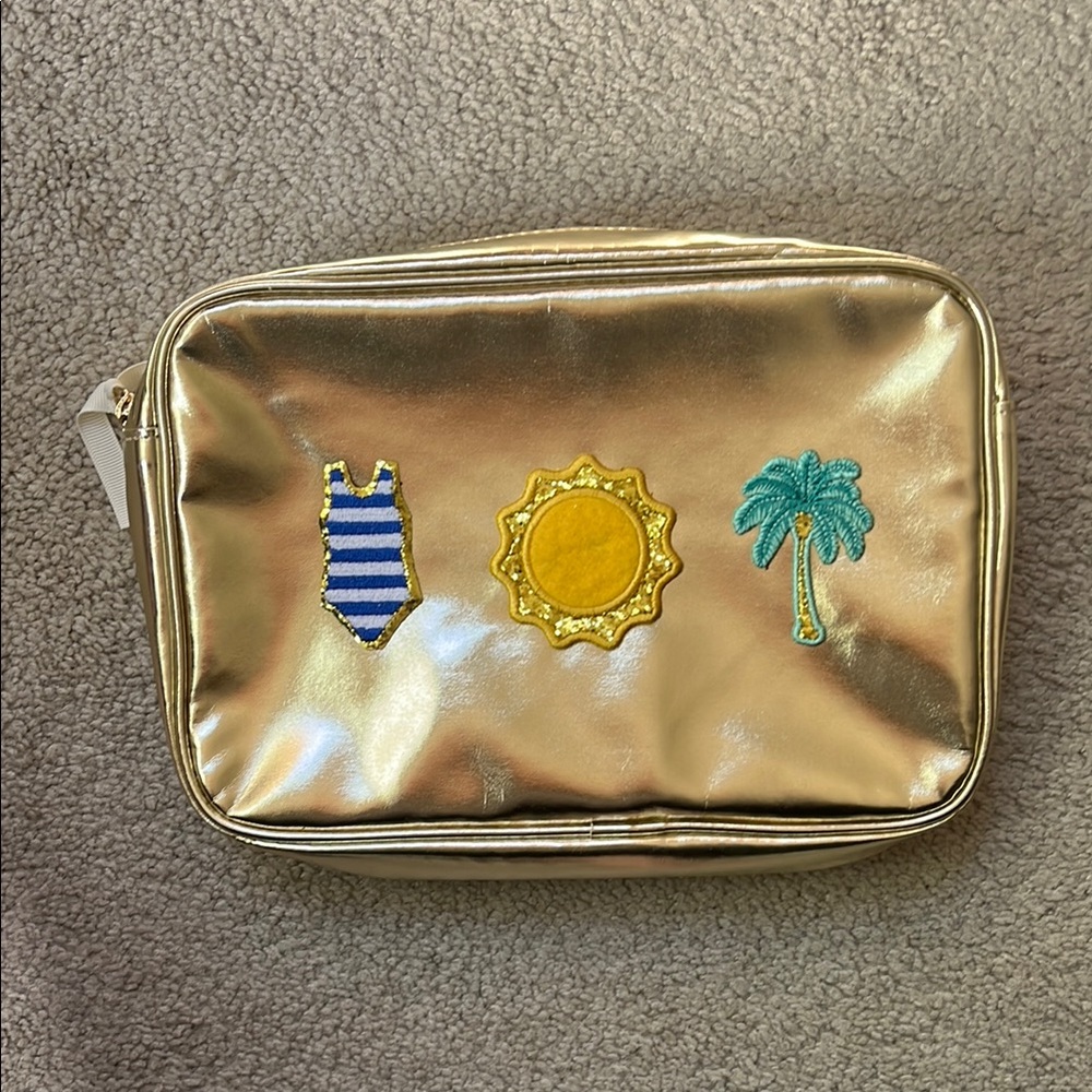 Gold Cosmetic Bag with Summer Patches